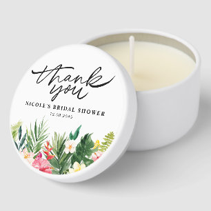 Tropical Flowers Summer Bridal Shower Thank You Mini Candle Favors