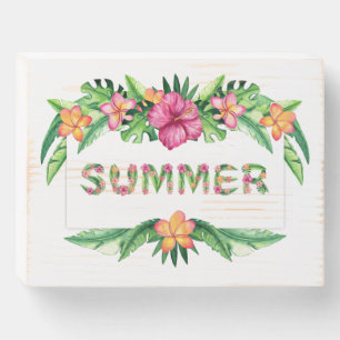 Tropical Flowers Summer Fun Wooden Box Sign