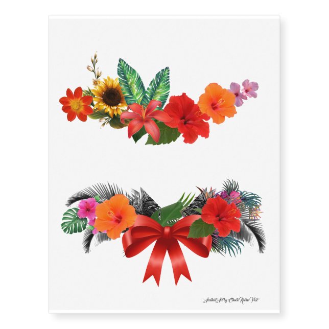 Tropical Flowers  Temporary Tattoos (Front)