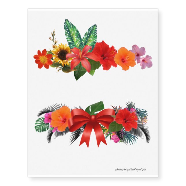 Tropical Flowers  Temporary Tattoos (Front)
