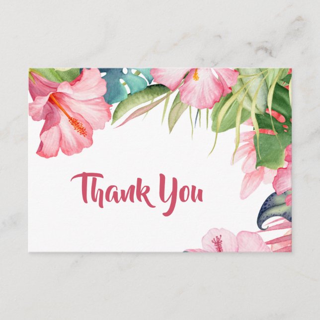Tropical Flowers Thank you Card (Front)