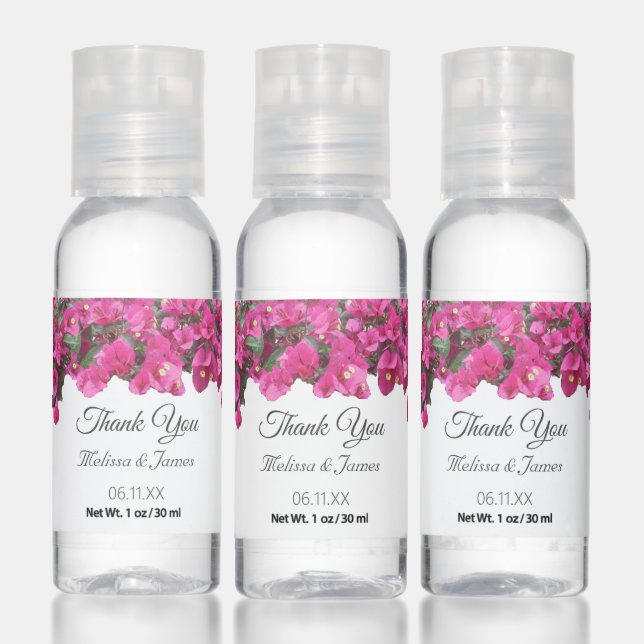 Tropical Flowers Thank You Wedding Favor Hand Sanitizer (Set)