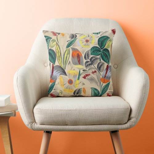 Tropical Flowers  Throw Pillow