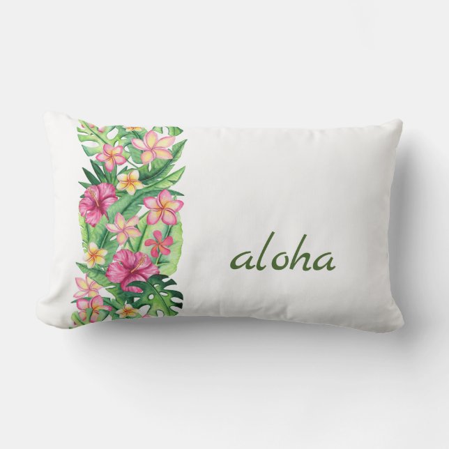 Tropical Flowers Throw Pillow (Front)