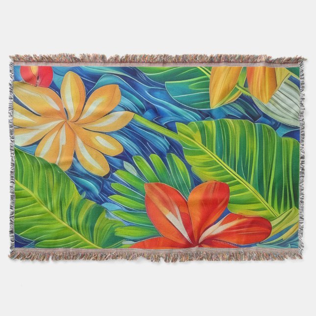 Tropical Flowers Two Throw Blanket (Front)