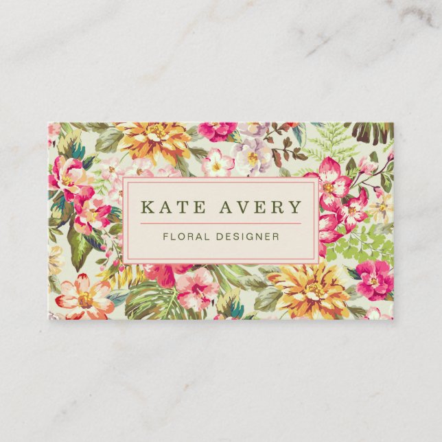 Tropical Flowers | Vintage Botanical Business Card (Front)
