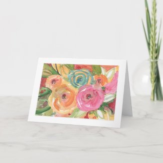 Tropical Flowers Watercolor Card