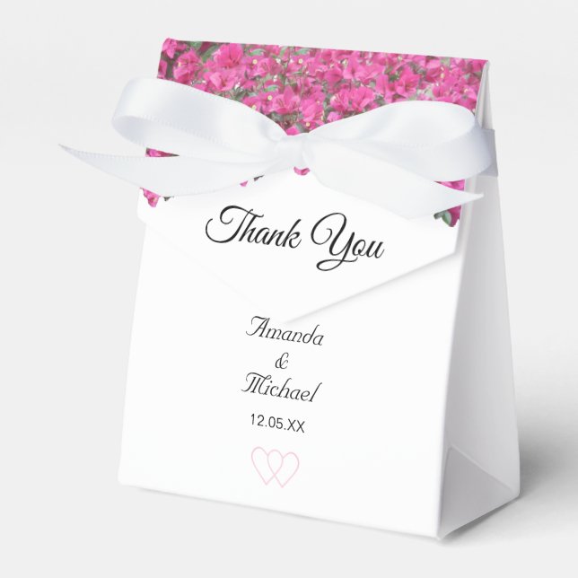 Tropical flowers wedding favor boxes (Front Side)