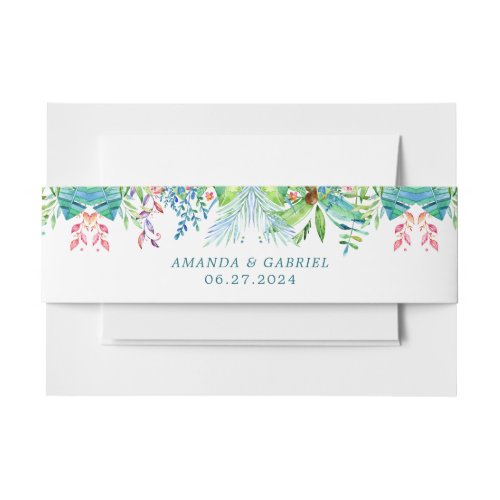Tropical Flowers  Wedding Invitation Belly Band