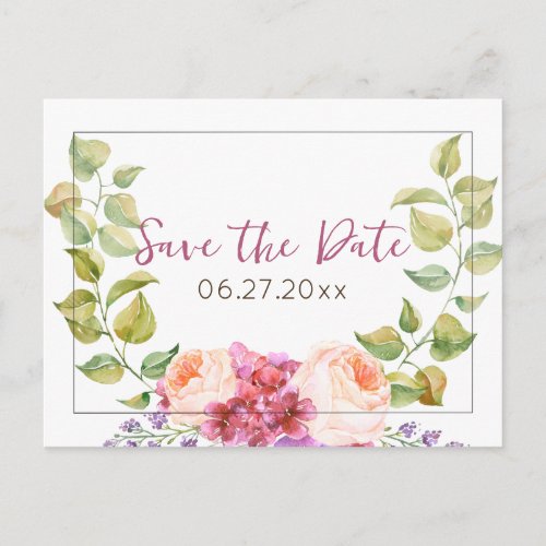 Tropical Flowers Wedding Save The Date Postcard