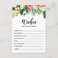 Tropical Flowers Wishes for the Bride and Groom Advice Card