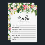 Tropical Flowers Wishes for the Bride and Groom Advice Card<br><div class="desc">Tropical Flowers Wishes for the Bride and Groom Flat Card. Tropical inspired well wishes card featuring watercolor illustrations of hibiscus,  plumeria,  bird of paradise,  orchids,  palm leaves,  banana leaves and split leaf philodendron. This floral wedding well wishes card is perfect for summer and beach weddings.</div>