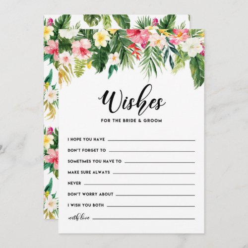 Tropical Flowers Wishes for the Bride and Groom Advice Card