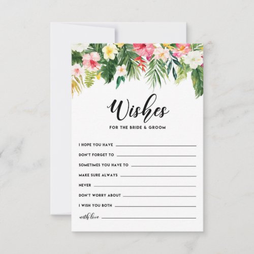 Tropical Flowers Wishes for the Bride and Groom Advice Card