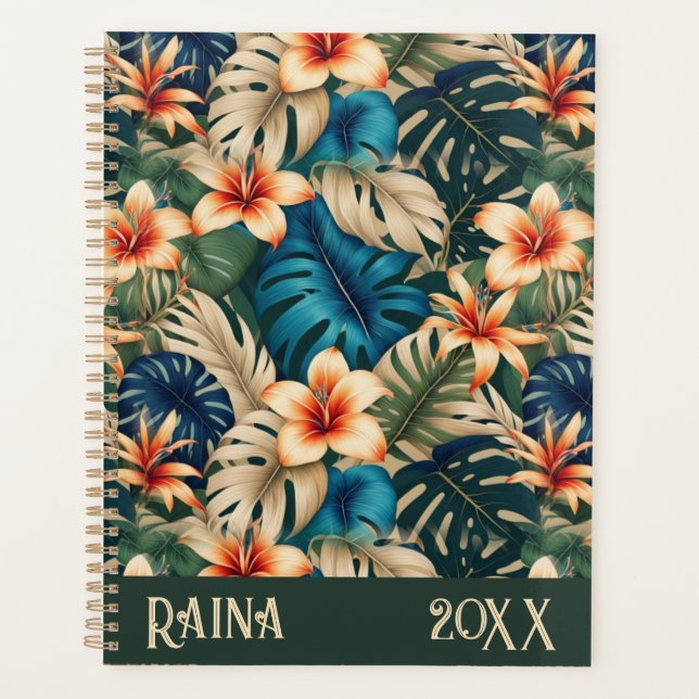 Tropical Flowers with Blue & Green Foliage Planner (Front)