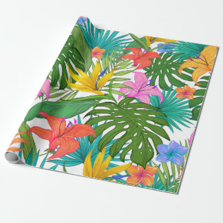 tropical flowers wrapping paper