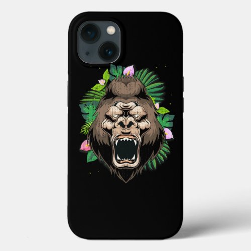 Tropical Flowers Zoo Animal Monkey Lover Exotic Go iPhone 13 Case