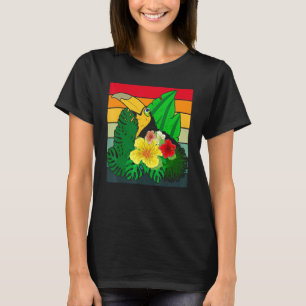 Tropical Flowers Zoo Bird Exotic Animal  Retro Tou T-Shirt