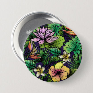 Tropical flowery Badge Button