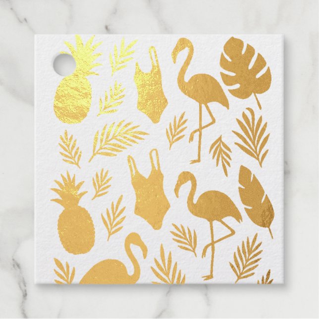 Tropical Foil Bachelorette Party Favor Tag (Front)