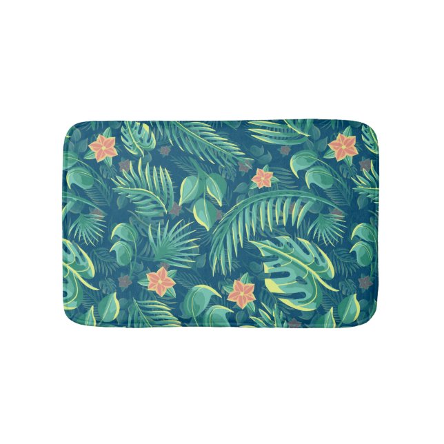 Tropical Foilage Pattern Bath Mat (Front)
