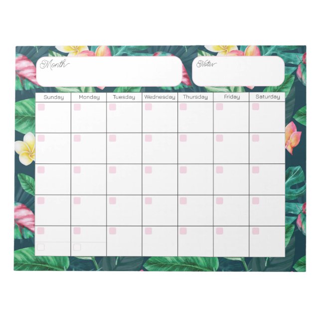 Tropical Foliage 2 Calendar Notepad (Front)
