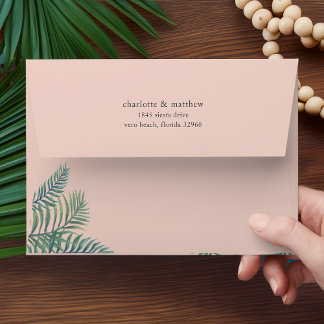 Tropical Foliage 5x7 Wedding Return Address Envelope