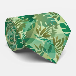 Tropical Foliage Airy Green Leaves Neck Tie