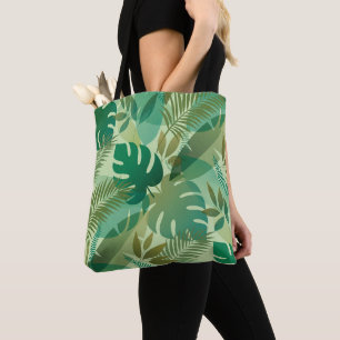 Tropical Foliage Airy Green Leaves Tote Bag