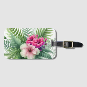 Tropical Foliage and Hibiscus Flower Luggage Tag