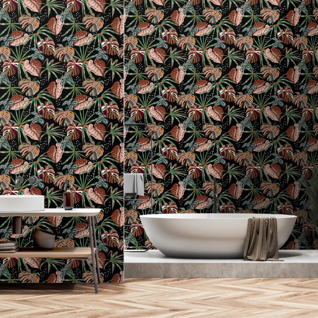 Tropical Foliage Bathroom Wallpaper (Bathroom)