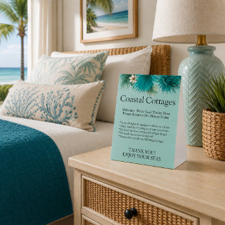 Tropical Foliage Beach Guest House Rental Rules Paper Table Tent