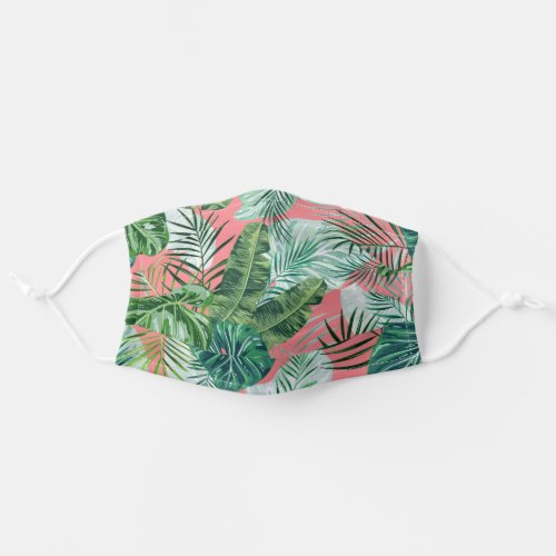 Tropical Foliage Botanical Leaves Pattern Adult Cloth Face Mask