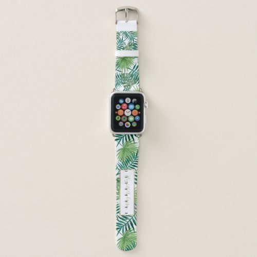 Tropical Foliage Botanical Leaves Pattern Apple Watch Band