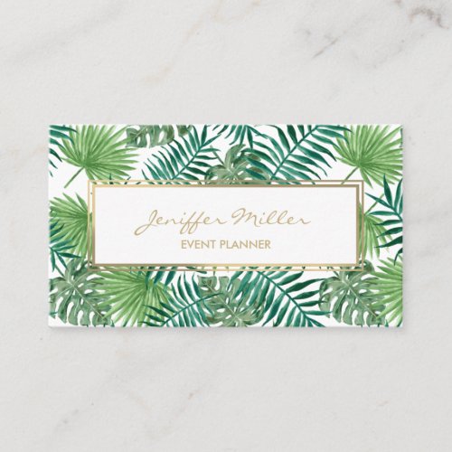 Tropical Foliage Botanical Leaves Pattern         Business Card
