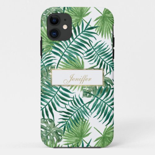 Tropical Foliage Botanical Leaves Pattern         iPhone 11 Case