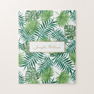 Tropical Foliage Botanical Leaves Pattern. Jigsaw Puzzle