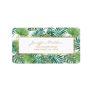 Tropical Foliage Botanical Leaves Pattern.         Label