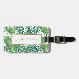 Tropical Foliage Botanical Leaves Pattern. Luggage Tag