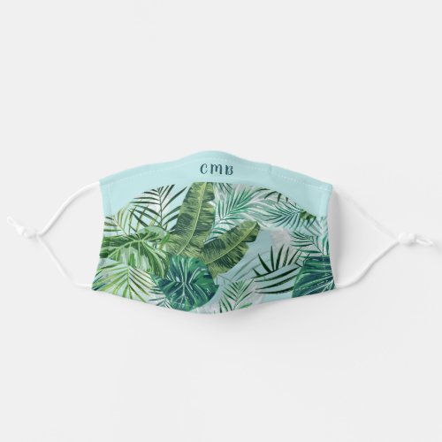 Tropical Foliage Botanical Leaves Pattern Monogram Adult Cloth Face Mask