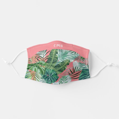 Tropical Foliage Botanical Leaves Pattern Monogram Adult Cloth Face Mask