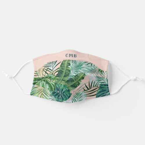 Tropical Foliage Botanical Leaves Pattern Monogram Adult Cloth Face Mask