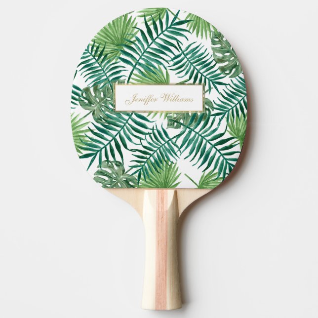 Tropical Foliage Botanical Leaves Pattern.         Ping Pong Paddle (Front)