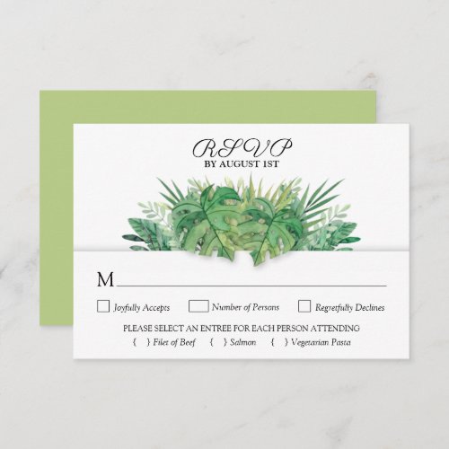 Tropical Foliage Botanical Wedding RSVP Card