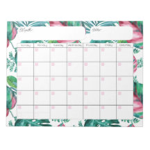 Tropical Foliage Calendar Notepad