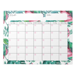 Tropical Foliage Calendar Notepad