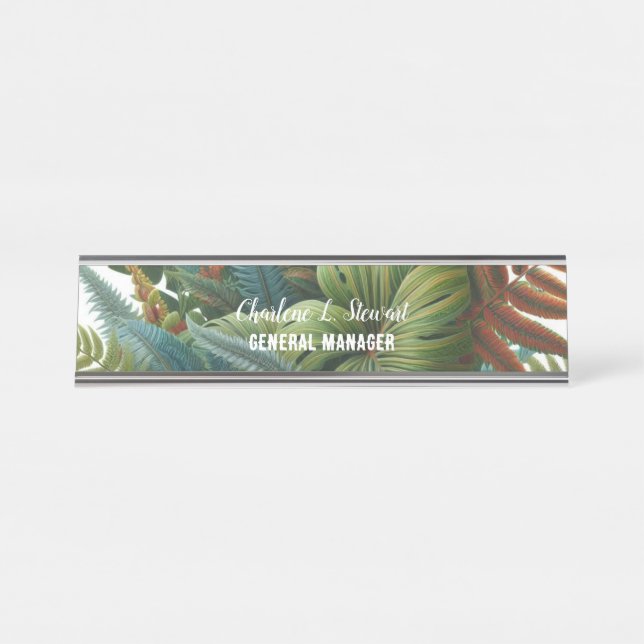 Tropical Foliage Desk Name Plate (Front)