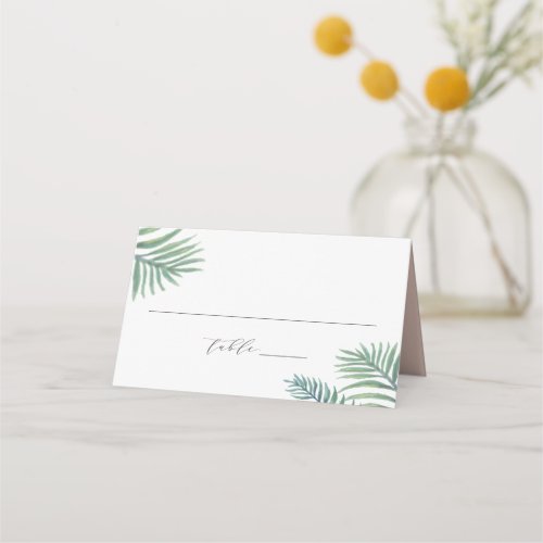 Tropical Foliage  Elegant Botanical Wedding Place Card