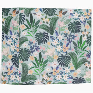 Tropical Foliage Floral Pattern 3 Ring Binder