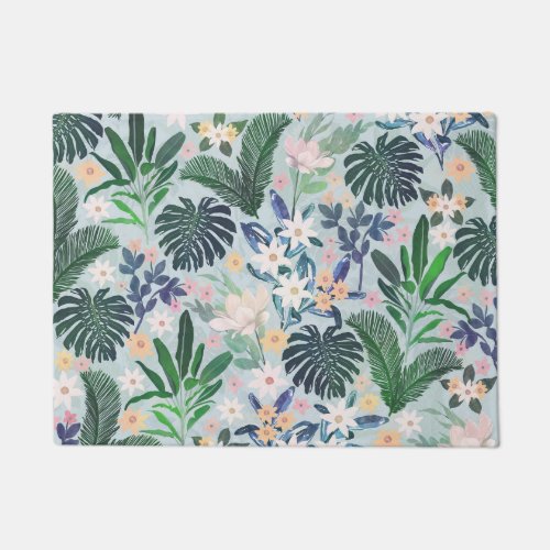 Tropical Foliage Floral Pattern Doormat